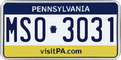 PA license plate MSO3031