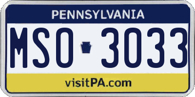 PA license plate MSO3033