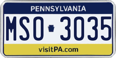 PA license plate MSO3035