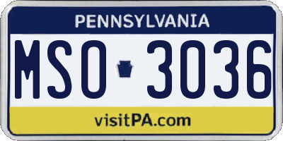 PA license plate MSO3036