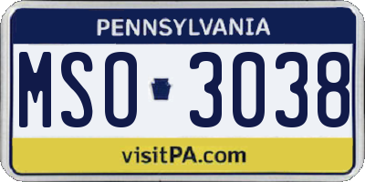 PA license plate MSO3038