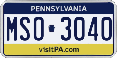 PA license plate MSO3040