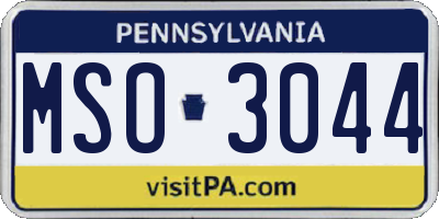 PA license plate MSO3044