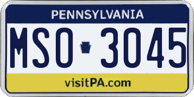 PA license plate MSO3045