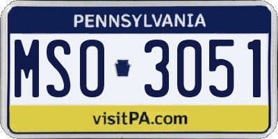 PA license plate MSO3051