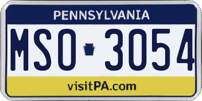 PA license plate MSO3054