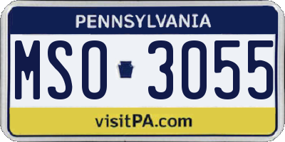 PA license plate MSO3055
