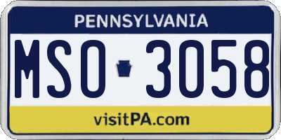 PA license plate MSO3058