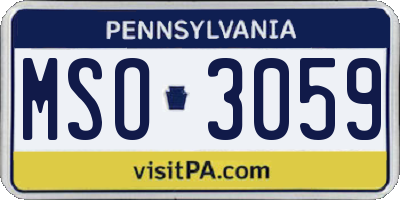 PA license plate MSO3059