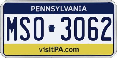 PA license plate MSO3062