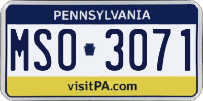 PA license plate MSO3071