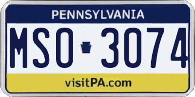PA license plate MSO3074