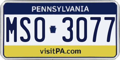 PA license plate MSO3077