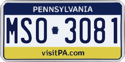 PA license plate MSO3081