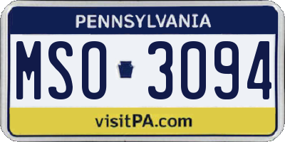 PA license plate MSO3094
