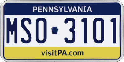 PA license plate MSO3101