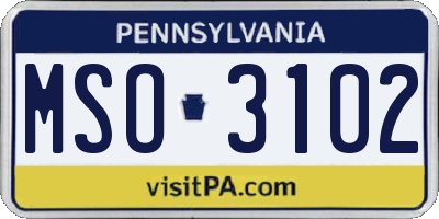 PA license plate MSO3102