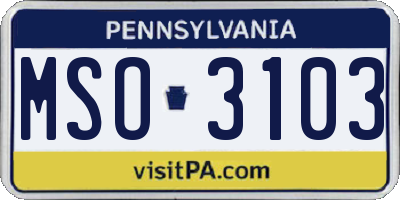 PA license plate MSO3103