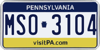 PA license plate MSO3104
