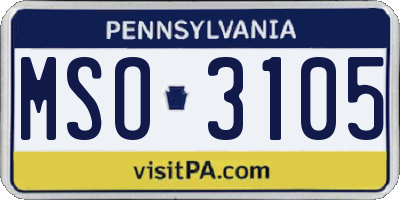 PA license plate MSO3105