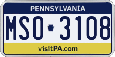 PA license plate MSO3108