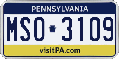 PA license plate MSO3109