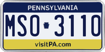 PA license plate MSO3110
