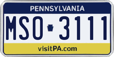 PA license plate MSO3111