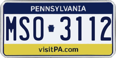 PA license plate MSO3112