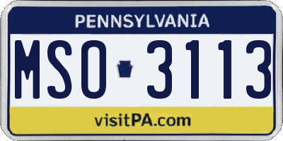 PA license plate MSO3113