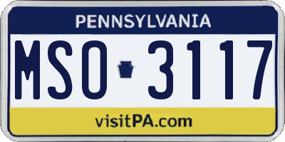 PA license plate MSO3117