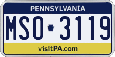 PA license plate MSO3119