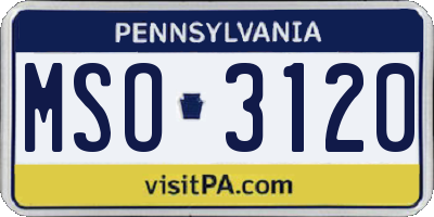 PA license plate MSO3120