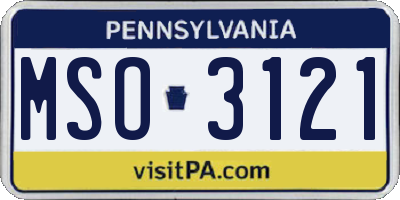 PA license plate MSO3121