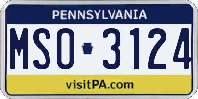 PA license plate MSO3124