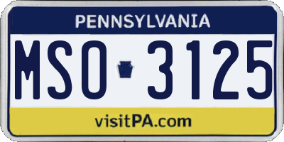 PA license plate MSO3125