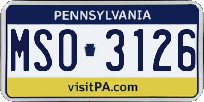 PA license plate MSO3126