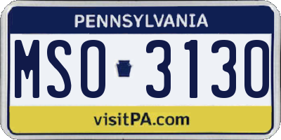 PA license plate MSO3130
