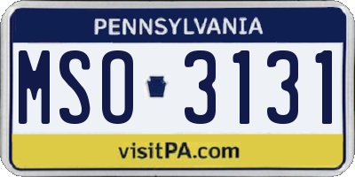 PA license plate MSO3131