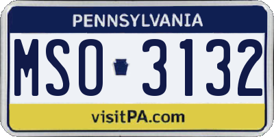 PA license plate MSO3132