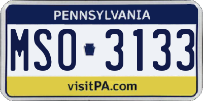 PA license plate MSO3133