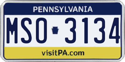 PA license plate MSO3134