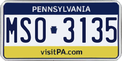PA license plate MSO3135