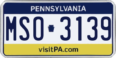 PA license plate MSO3139