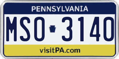 PA license plate MSO3140