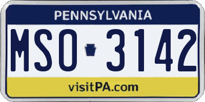 PA license plate MSO3142