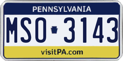 PA license plate MSO3143