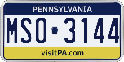 PA license plate MSO3144