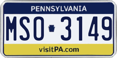 PA license plate MSO3149