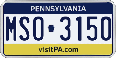 PA license plate MSO3150